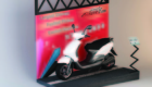 Point of sale designed by StudioJ displaying white coloured Scooty